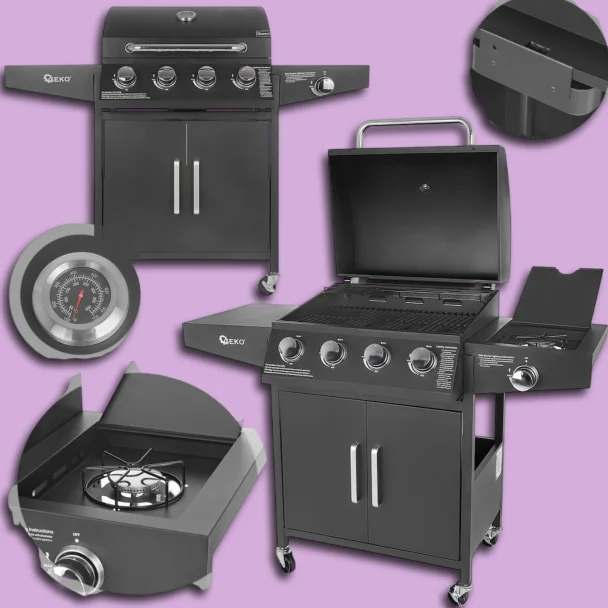 Geko gázgrill 5 égőfejjel (4+1) 15kW másik nézetből