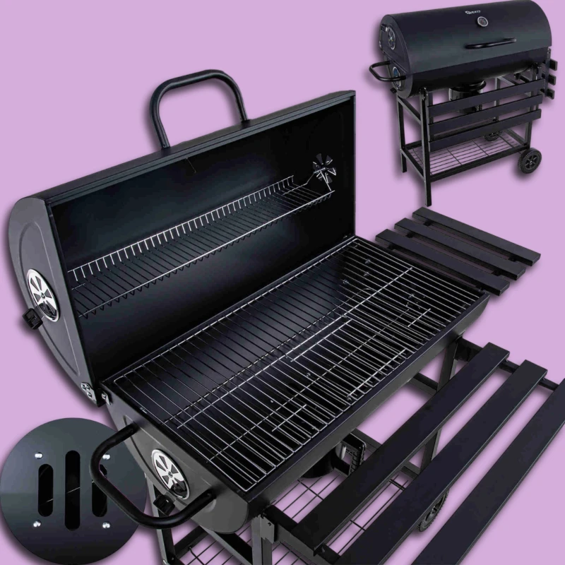 Geko hordó alakú faszenes grill fedéllel –  71x45 cm-es rács termékfotó 2