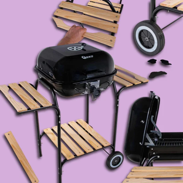 Geko faszenes grill állítható ráccsal 40x40cm másik nézetből