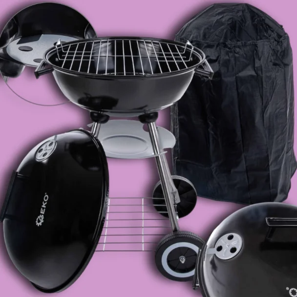Geko kerek faszenes grill fedéllel – 39 cm átmérőjű rács másik nézetből